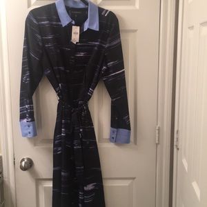 Navy Blue Long Sleeved Dress